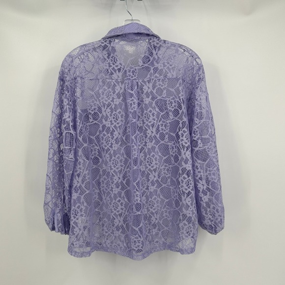 Andree by Unit Women Coquette Sheer Lace Top Size S Purple Victorian Cottagecore - Picture 2 of 8
